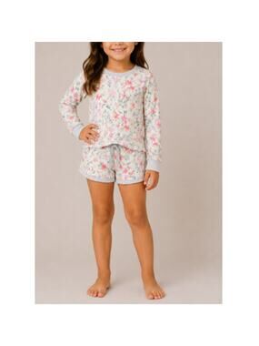 T2love Girls White Long Sleeve Floral Print Lounge Set Size 2 Year